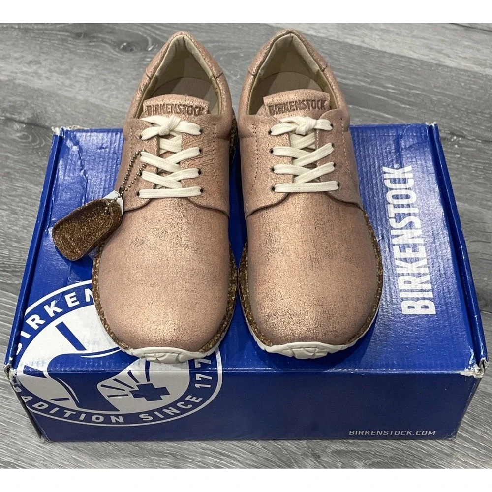 NEW BIRKENSTOCK 1010976 WRIGLEY DUSTY METALLIC ROSE‎ LEATHER WOMEN SZ 36 US 5
